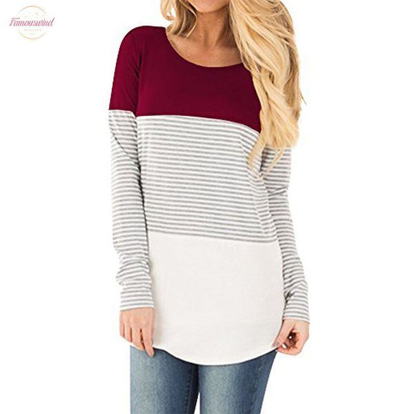 t shirt women casual long sleeve striped patchwork loose female tracksuits casual round neck c1435, White
t shirt women casual long sleeve striped patchwork loose female tracksuits casual round neck c1435, White