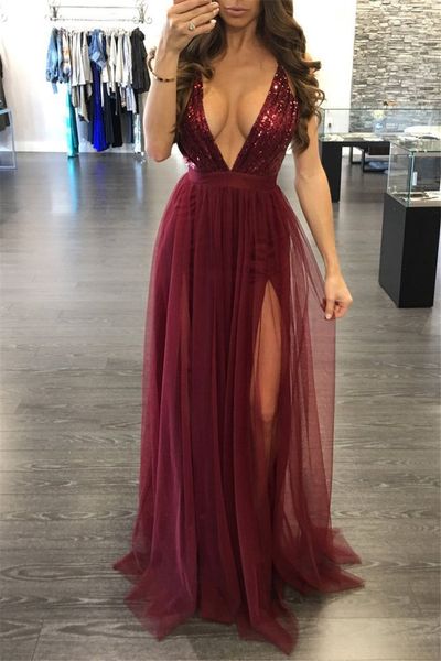 womens deep v dress solid color sling womens backless maxi dress sequins panelled ladies sleeveless formal dress, White;black
womens deep v dress solid color sling womens backless maxi dress sequins panelled ladies sleeveless formal dress, White;black