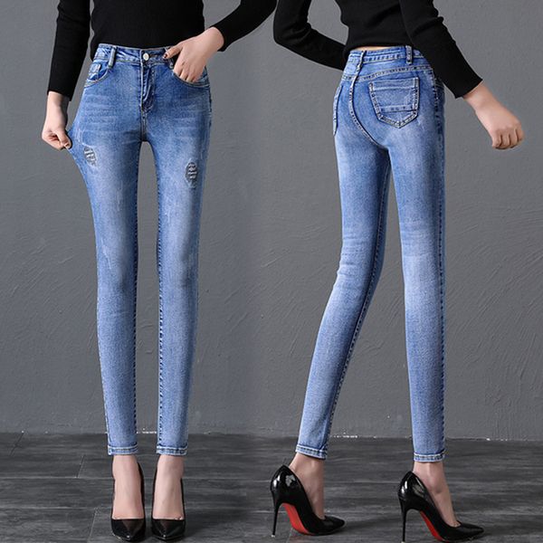real sautumn women's 2019 new autumn high waist jeans female embroidery tight feet pants was thin fashion jeans, Blue
real sautumn women's 2019 new autumn high waist jeans female embroidery tight feet pants was thin fashion jeans, Blue