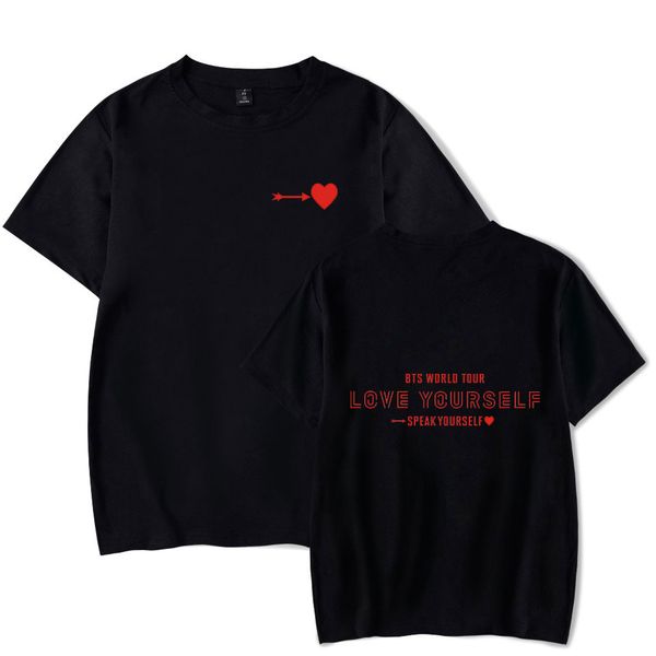 e-baihui men and women short-sleeved t-shirt korean team love yourself worlo tour fashion trend design cotton summer short sleeve, White;black 
e-baihui men and women short-sleeved t-shirt korean team love yourself worlo tour fashion trend design cotton summer short sleeve, White;black