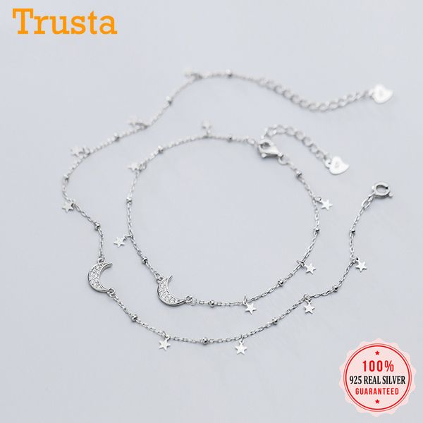 trusta authentic 925 sterling silver fashion dazzling cz moon star bracelet anklets for women fine silver jewelry gift da623, Red;blue
trusta authentic 925 sterling silver fashion dazzling cz moon star bracelet anklets for women fine silver jewelry gift da623, Red;blue