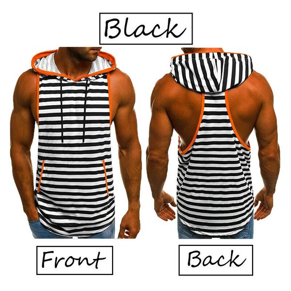 2019 new brand cotton striped hooded men muscle sleeveless tank tee bodybuilding sport fitness, White;black
2019 new brand cotton striped hooded men muscle sleeveless tank tee bodybuilding sport fitness, White;black