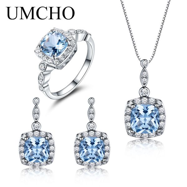 umcho 925 sterling silver jewelry set sky blue z ring pendant stud earrings for women wedding valentine's gift fine jewelry cx200623, Slivery;golden
umcho 925 sterling silver jewelry set sky blue z ring pendant stud earrings for women wedding valentine's gift fine jewelry cx200623, Slivery;golden