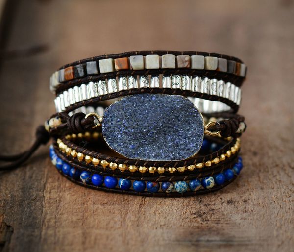 new leather bracelets unique natural stones gilded druzy charm multilayers wrap bracelets handmade boho bracelet dropship, Golden;silver
new leather bracelets unique natural stones gilded druzy charm multilayers wrap bracelets handmade boho bracelet dropship, Golden;silver