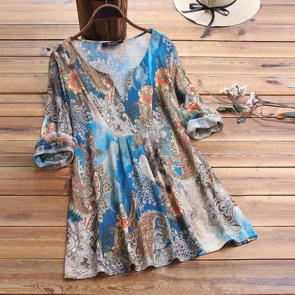 zanzea women vintage printed shirt v neck long sleeve blouse plus size spring summer chemise casual loose blusas tunic robe, White
zanzea women vintage printed shirt v neck long sleeve blouse plus size spring summer chemise casual loose blusas tunic robe, White