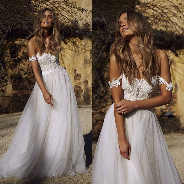 princess berta wedding dresses sweetheart appliqued lace bride dress off the shoulder a line backless boho wedding gown, White
princess berta wedding dresses sweetheart appliqued lace bride dress off the shoulder a line backless boho wedding gown, White