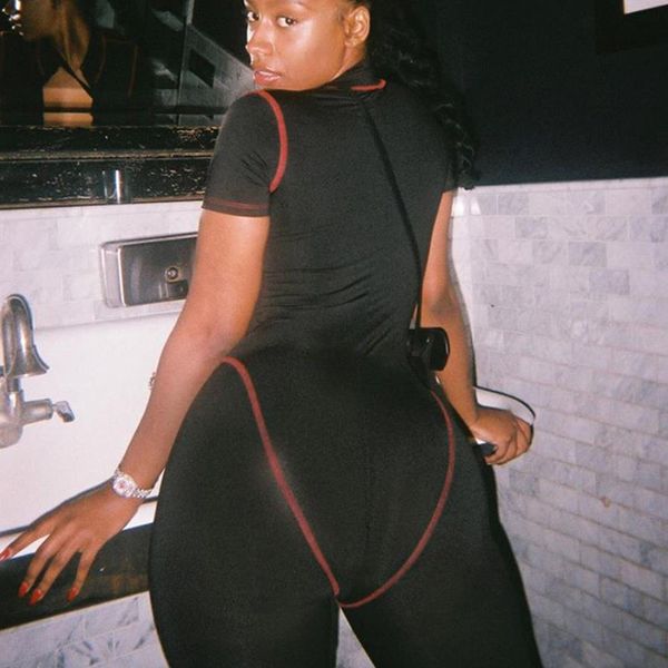 womens jumpsuit zipper patchwork casual workout short sleeve bodysuits fashion 2020 fitness sporty active wear rompers, Black;white 
womens jumpsuit zipper patchwork casual workout short sleeve bodysuits fashion 2020 fitness sporty active wear rompers, Black;white