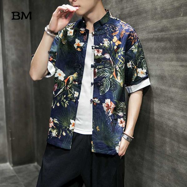 men's casual shirts 2021 chinese style hawaiian flower shirt male stand collar short sleeve fashion printed for men korean clothes, White;black
men's casual shirts 2021 chinese style hawaiian flower shirt male stand collar short sleeve fashion printed for men korean clothes, White;black