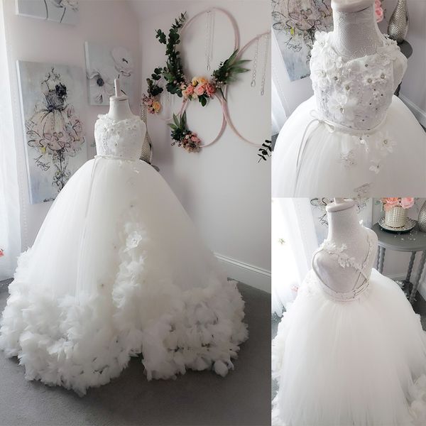 white flower girl dresses spaghetti strap sleeveless hand made flower lace beaded first communion dress floor-length tulle pageant gown, White;blue
white flower girl dresses spaghetti strap sleeveless hand made flower lace beaded first communion dress floor-length tulle pageant gown, White;blue