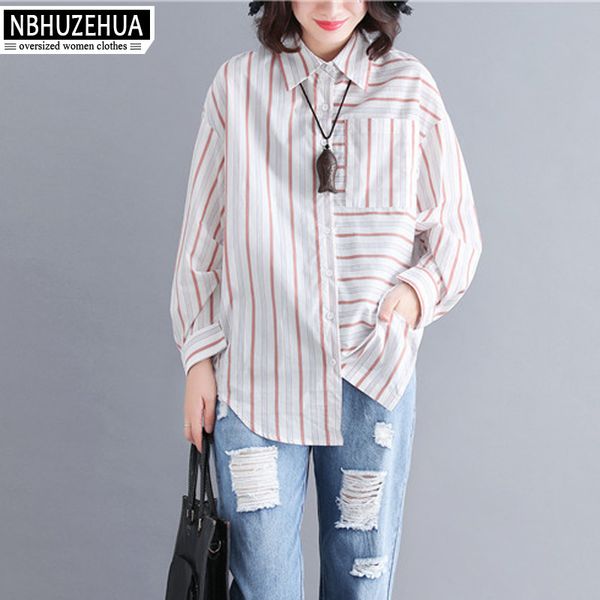 nbhuzehua women shirts plus size simple style striped blouse long sleeves femme spring korean fashion clothing 5xl 19-d127, White
nbhuzehua women shirts plus size simple style striped blouse long sleeves femme spring korean fashion clothing 5xl 19-d127, White