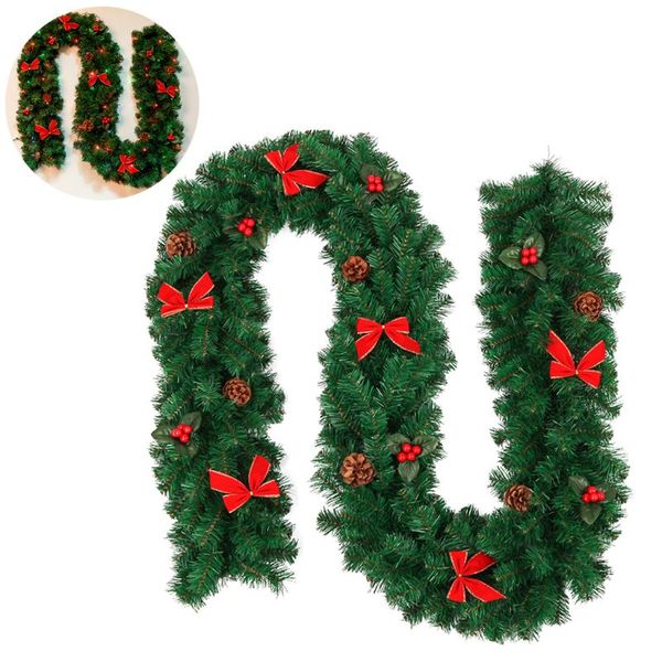 2.7m christmas garland ireplace stairs gold baubles flowers xmas tree decor 72xf 
2.7m christmas garland ireplace stairs gold baubles flowers xmas tree decor 72xf