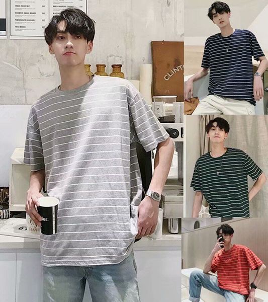 men t shirt one piece summer men's stripes short-sleeved t-shirt japanese loose student half-sleeved organic cotton t shirt, White;black
men t shirt one piece summer men's stripes short-sleeved t-shirt japanese loose student half-sleeved organic cotton t shirt, White;black