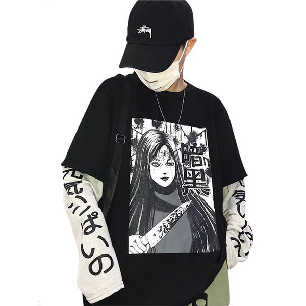 women designer clothes women hoodie harajuku japanese anime women sweatshirt fake 2 pieces o neck loose female sweatshirt streetwear, Black
women designer clothes women hoodie harajuku japanese anime women sweatshirt fake 2 pieces o neck loose female sweatshirt streetwear, Black