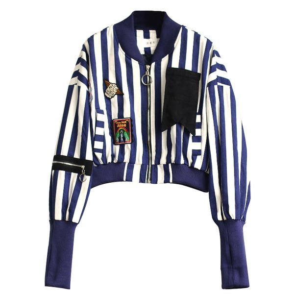 women baseball uniform striped coat high waist epaulet appliques jacket 2019 autumn long sleeved loose cardigan, Black;brown
women baseball uniform striped coat high waist epaulet appliques jacket 2019 autumn long sleeved loose cardigan, Black;brown