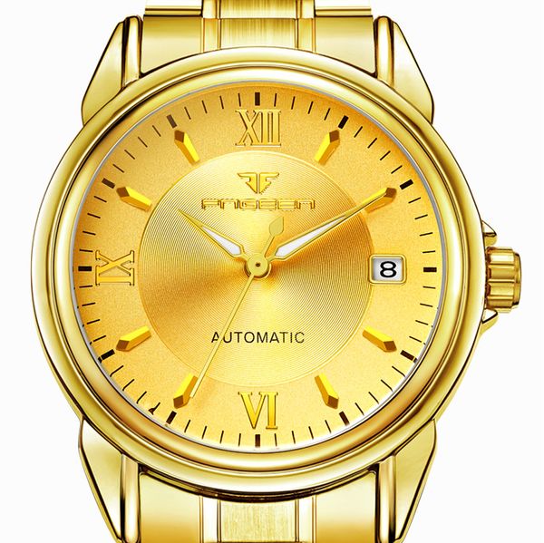 fngeen mechanical watches solid band men's watch with transparent case back gold watch men, Slivery;brown
fngeen mechanical watches solid band men's watch with transparent case back gold watch men, Slivery;brown