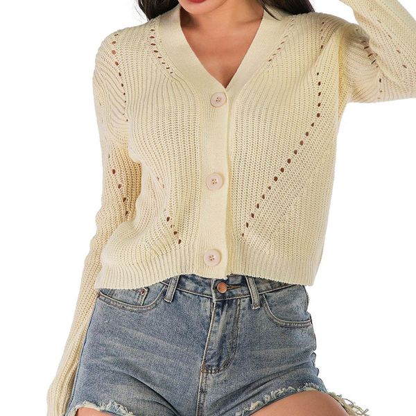 autumn women v-neck knitted sweater hollow out long sleeve solid loose cardigans fashion casual chandail femme #3f, White;black
autumn women v-neck knitted sweater hollow out long sleeve solid loose cardigans fashion casual chandail femme #3f, White;black