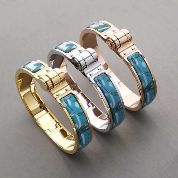 2019 luxury designer jewelry women bracelets blue buckle designer bracelet fashion charm bracelet h bangle, Black