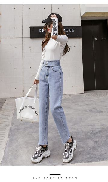 violet high waist jeans female k new beam foot trousers, Blue 
violet high waist jeans female k new beam foot trousers, Blue