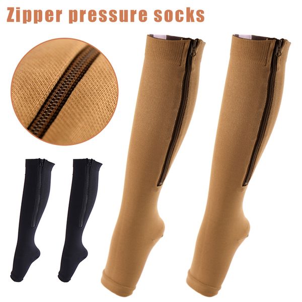 2 pairs compression zip socks stretchy leg support open toe knee stockings h7jp, Black
2 pairs compression zip socks stretchy leg support open toe knee stockings h7jp, Black