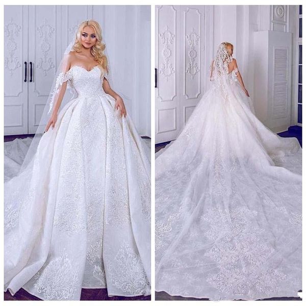 dubai arabic off shoulder short sleeves ball gowns wedding dresses pleated lace appliques bridal gowns chapel train vestidos de marriage, White
dubai arabic off shoulder short sleeves ball gowns wedding dresses pleated lace appliques bridal gowns chapel train vestidos de marriage, White