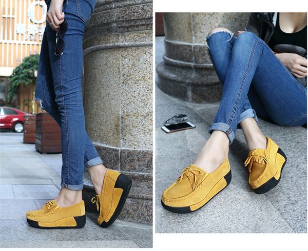 2020 new tassel doudou women's leather fashion thick shoe single slope wedge women's shoes mom shoes, Black
2020 new tassel doudou women's leather fashion thick shoe single slope wedge women's shoes mom shoes, Black