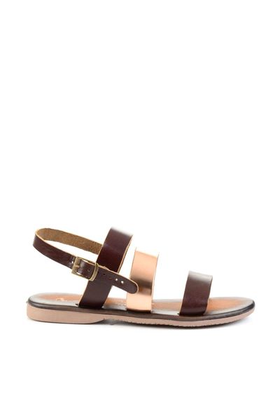 bambi genuine leather brown copper female sandals h06859999, Black