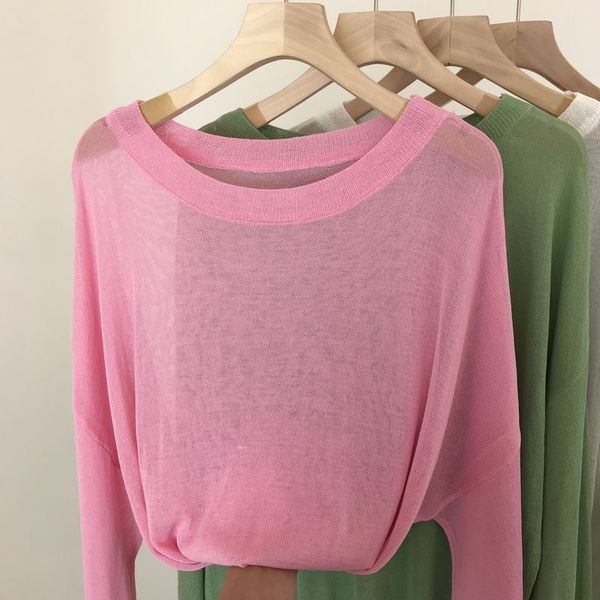 korean-style sunscreen thin ice silk lantern sleeve knitted shirt women's solid color sweet loose tshirt female streetwear, White
korean-style sunscreen thin ice silk lantern sleeve knitted shirt women's solid color sweet loose tshirt female streetwear, White