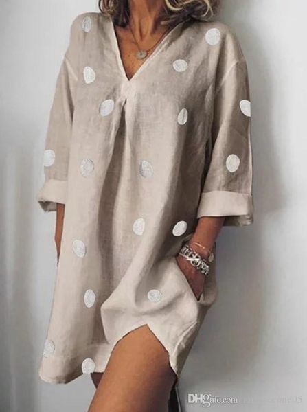 5xl womens summer v-neck dresses casual polka dot loose split dress fashion female apparel, Black;gray
5xl womens summer v-neck dresses casual polka dot loose split dress fashion female apparel, Black;gray