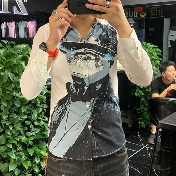 autumn black white men shirt long sleeve regular character print shirts fashion high street casual camisa slim fit clothing, White;black
autumn black white men shirt long sleeve regular character print shirts fashion high street casual camisa slim fit clothing, White;black
