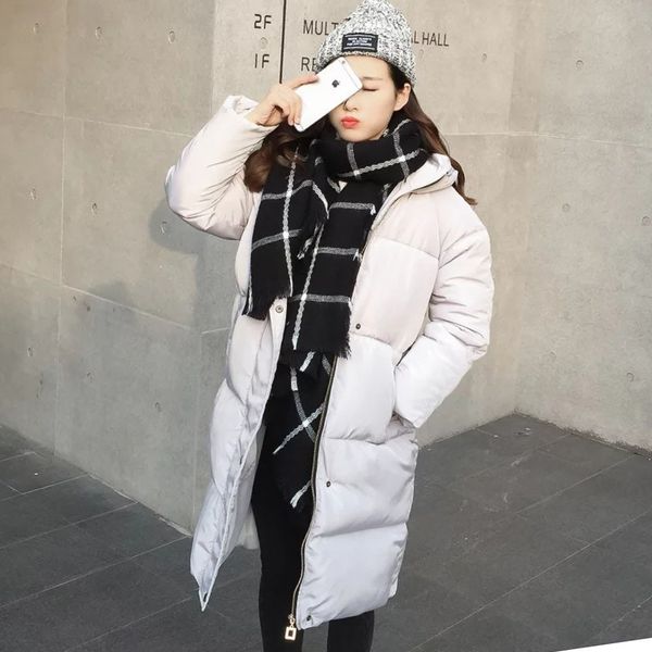 women's long jacket white winter hooded parkas zipper warm windbreak 2019 warm female slim sintepon parkas outwear coat, Black
women's long jacket white winter hooded parkas zipper warm windbreak 2019 warm female slim sintepon parkas outwear coat, Black