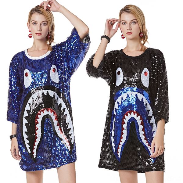 shark large size loose long skirt shark sequins t-shirt sequins large size loose long t-shirt skirt, White
shark large size loose long skirt shark sequins t-shirt sequins large size loose long t-shirt skirt, White