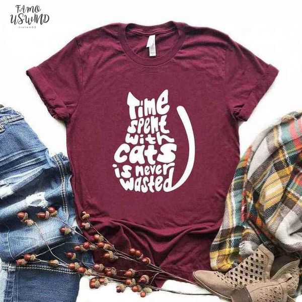 time spent with cats is never wasted print women tshirt cotton casual funny t shirt gift lady yong 100% cotton girl top, White
time spent with cats is never wasted print women tshirt cotton casual funny t shirt gift lady yong 100% cotton girl top, White