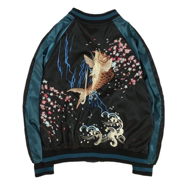 2018 carp embroidery baseball clothing men and women couple models thin section bf wind jacket flight jacket tide, Black;brown
2018 carp embroidery baseball clothing men and women couple models thin section bf wind jacket flight jacket tide, Black;brown
