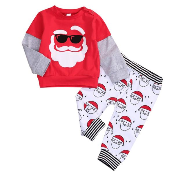 new christmas kids clothes suit boy's long sleeve cartoon printed t-shirt santa claus stripe pants two piece set wholesale jy788, White
new christmas kids clothes suit boy's long sleeve cartoon printed t-shirt santa claus stripe pants two piece set wholesale jy788, White