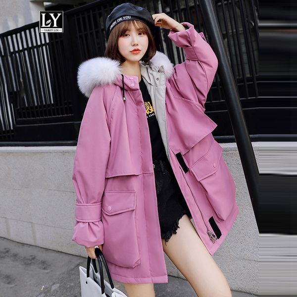 ly varey lin new winter large fur collar hooded loose jacket warm thick cotton padded parkas female casual sash tie up snow coat, Black
ly varey lin new winter large fur collar hooded loose jacket warm thick cotton padded parkas female casual sash tie up snow coat, Black