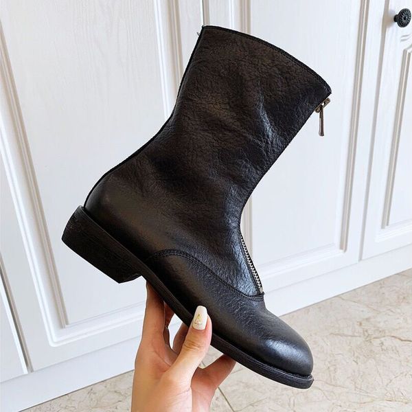british style shoes zipper luxury fashion short boots vintage pleated inverted boots women's middle tube martin boots waterproof flat s, Black
british style shoes zipper luxury fashion short boots vintage pleated inverted boots women's middle tube martin boots waterproof flat s, Black
