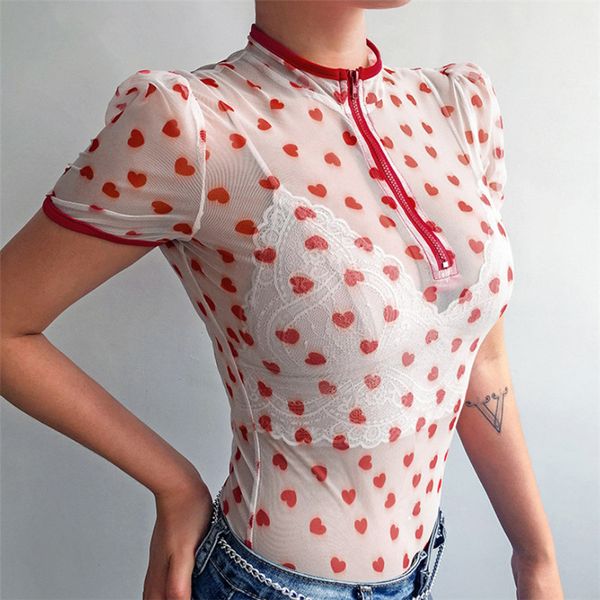 new women mesh sheer heart print bodysuit leotard see-through print zipper short sleeve club streetwear jumpsuit outfit, Black;white
new women mesh sheer heart print bodysuit leotard see-through print zipper short sleeve club streetwear jumpsuit outfit, Black;white
