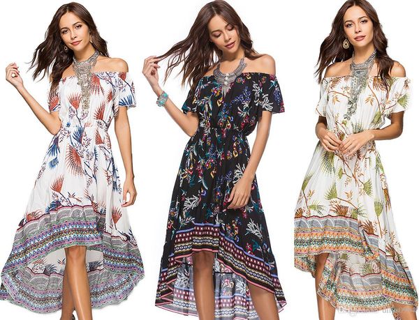 2019 new spring festival europe and america women's wear irregularity dress short sleeve printing off shoulder elastic waist casual dre, Black;gray
2019 new spring festival europe and america women's wear irregularity dress short sleeve printing off shoulder elastic waist casual dre, Black;gray