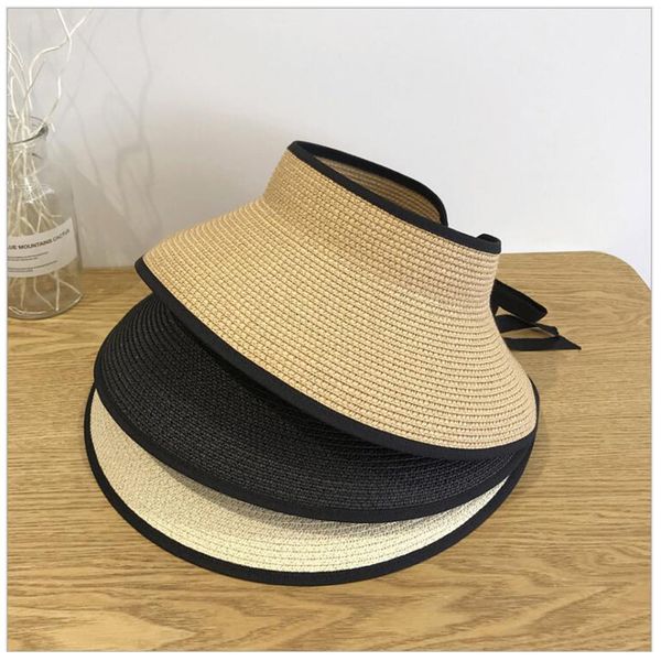 new women visor sun hats female wide brim empty straw hat summer casual shade beach cap, Blue;gray
new women visor sun hats female wide brim empty straw hat summer casual shade beach cap, Blue;gray