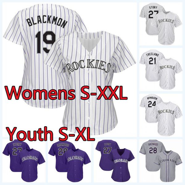 Womens Youth 19 Charlie Blackmon 28 Nolan Arenado 27 Trevor Story 9 Daniel Murphy 20 Ian Desmond 24 McMahon 21 Freeland Rockies Jersey
Womens Youth 19 Charlie Blackmon 28 Nolan Arenado 27 Trevor Story 9 Daniel Murphy 20 Ian Desmond 24 McMahon 21 Freeland Rockies Jersey