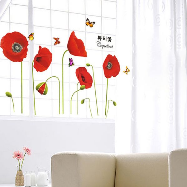 waterproof pvc red poppy flowers butterflies home wall stickers art decal wall paper mural home decor 50*70cm
waterproof pvc red poppy flowers butterflies home wall stickers art decal wall paper mural home decor 50*70cm