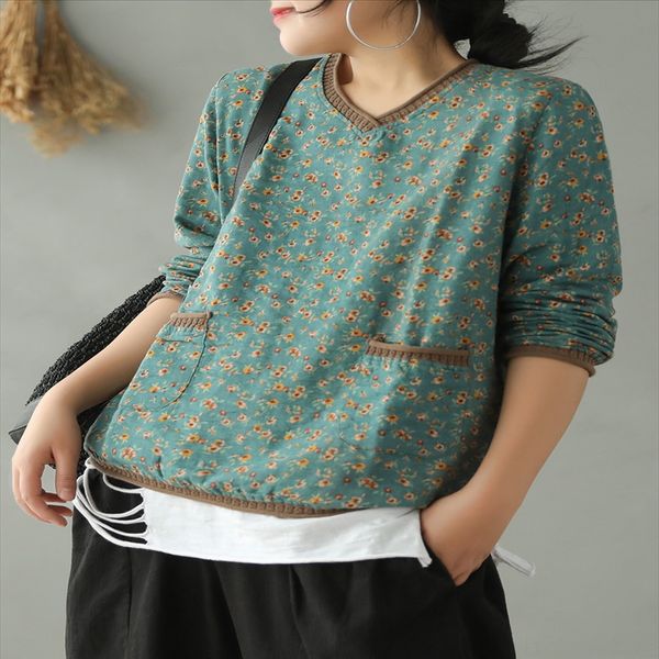 cotton and linen v-neck small floral shirt female 2020 artistic small pocket long sleeve printing all-match shirt female, White
cotton and linen v-neck small floral shirt female 2020 artistic small pocket long sleeve printing all-match shirt female, White