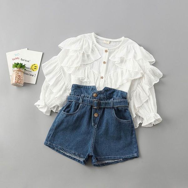 2020 new girl sets baby girl fashion cotton shirt+denim shorts fashion 2pcs outfits suit baby clothes h224, White
2020 new girl sets baby girl fashion cotton shirt+denim shorts fashion 2pcs outfits suit baby clothes h224, White