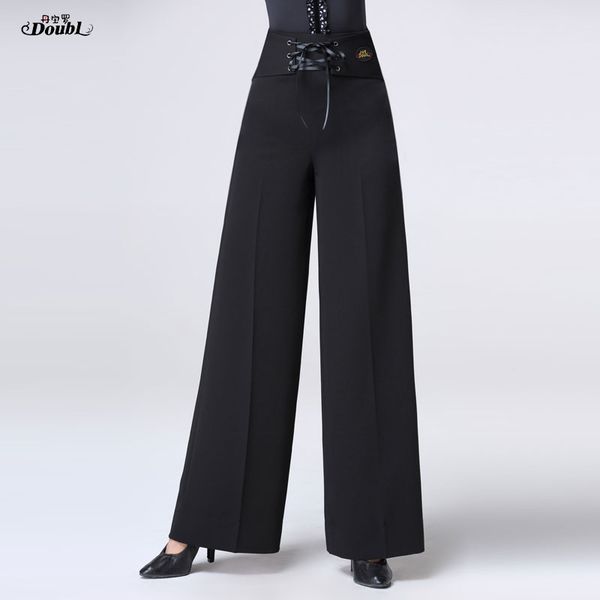 new lady latin dance pants female ballroom performance wears black straight modern high waist wide leg dance trousers h677, Black;red
new lady latin dance pants female ballroom performance wears black straight modern high waist wide leg dance trousers h677, Black;red