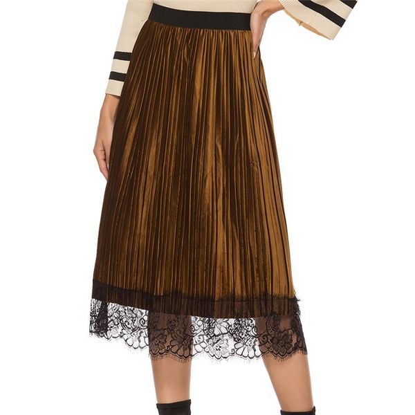 2020 spring and autumn new women's ladies ladies temperament lace lace skirt gold velvet pleated skirt women's jr3348, Black
2020 spring and autumn new women's ladies ladies temperament lace lace skirt gold velvet pleated skirt women's jr3348, Black