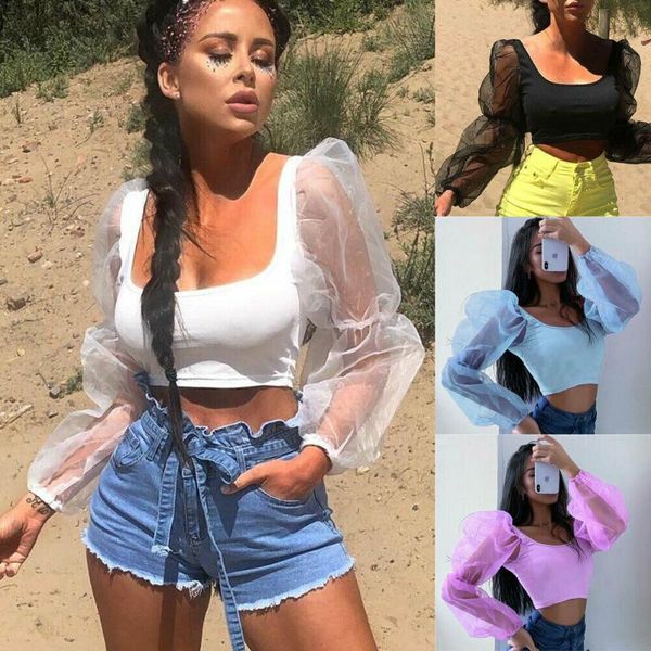 2019 new fashion woman long puff sleeve crop solid color round neck slim blouse ladies party club wear short blouses, White
2019 new fashion woman long puff sleeve crop solid color round neck slim blouse ladies party club wear short blouses, White