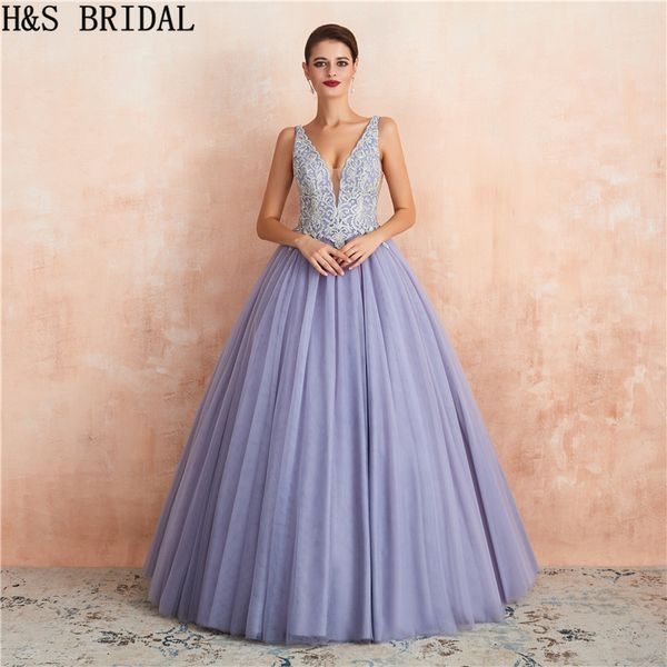 h&s bridal ball gown prom dresses long 2019 girls purple beaded party evening dress v neck lace sequin formal gowns, White;black
h&s bridal ball gown prom dresses long 2019 girls purple beaded party evening dress v neck lace sequin formal gowns, White;black