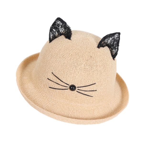 parent-child / child straw woven curled dome cartoon cat ears sun hat women summer beach travel sunscreen bowler hat u33, Blue;gray
parent-child / child straw woven curled dome cartoon cat ears sun hat women summer beach travel sunscreen bowler hat u33, Blue;gray