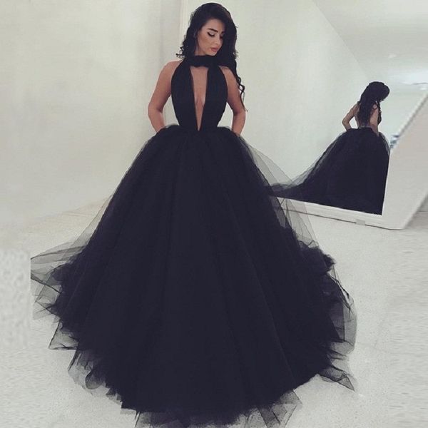 black sleeveless back out evening dresses deep v-neck backless long ball gown black pageant prom dresses dh195
black sleeveless back out evening dresses deep v-neck backless long ball gown black pageant prom dresses dh195