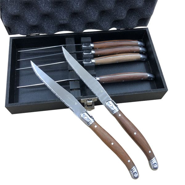 6pcs 9inch laguiole style stainless steel steak knifes japanese flatware wood dinner knives in black giftbox restaurant supply
6pcs 9inch laguiole style stainless steel steak knifes japanese flatware wood dinner knives in black giftbox restaurant supply